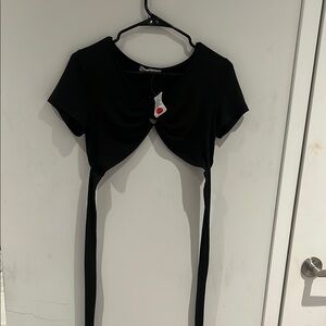 Black Women's  top with front tie (c)